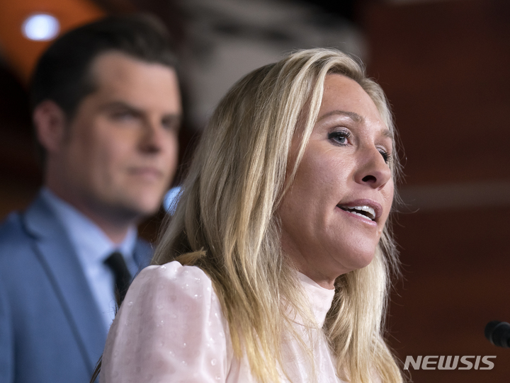 [워싱턴(미국)=AP/뉴시스] 미국 공화당 소속 마저리 테일러 그린 연방 하원의원