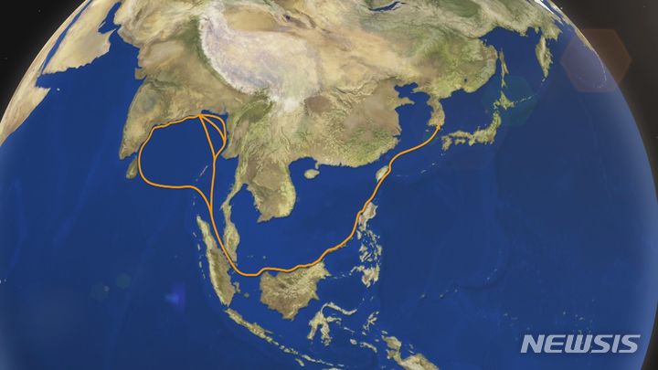 허황옥이 선박을 타고 온 추정 뱃길 (김해문화재단 제공) 