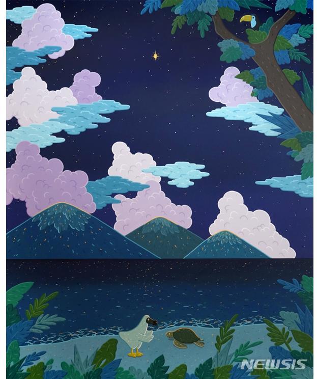 [서울=뉴시스]김선우, Save the wolrd, 162x130cm, gouache on canvas, 2021