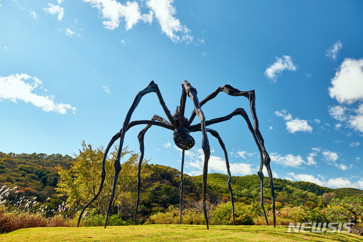 [서울=뉴시스]용인 호암미술관에 설치되어 있는 루이스 부르주아 거미 조각 '마망'. 사진=호암미술관 제공.