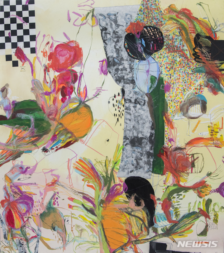 [서울=뉴시스]갤러리바움 단독부스로 참여하는 Gina Sohn, 중첩된 시간, 205x180cm, mixed media on canvas, 2020