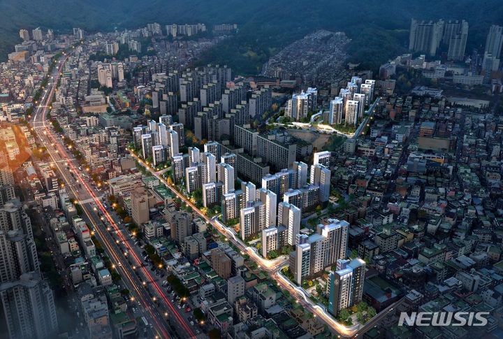 [서울=뉴시스] 성남 금광동 1·2단지 광역 조감도. 