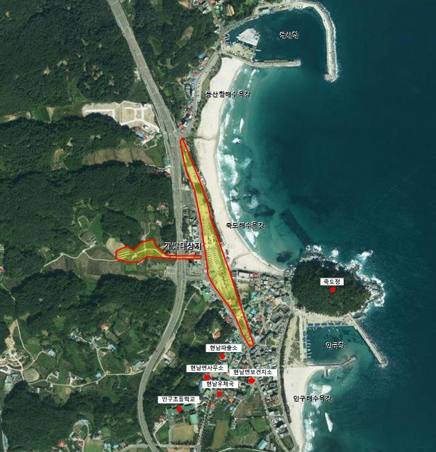 [대전=뉴시스] 동해선 미건설선 양양 인구정차장부지 위치도. *재판매 및 DB 금지