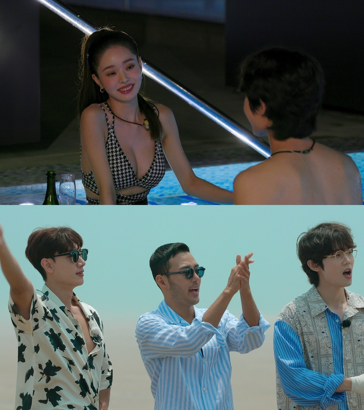 솔로지옥 출연진. 송지아(위), 김현중·오진택·최시훈