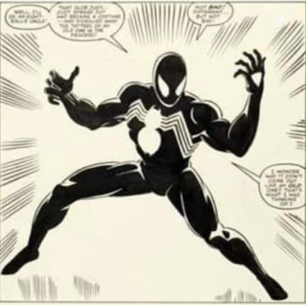 [서울=뉴시스] 최근 미국 텍사스주 헤리티지 경매에 나온 1984년작(作) 마블 코믹스 만화책 일부 삽화 한 장이 약 39억원에 낙찰됐다. 해당 삽화는 블랙 슈트 스파이더맨의 최초 등장 장면을 담고 있다. (출처 : 트위터 갈무리) 2022.01.14. *재판매 및 DB 금지