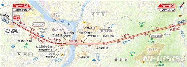 [여주=뉴시스]여주~원주 복선전철 구간도