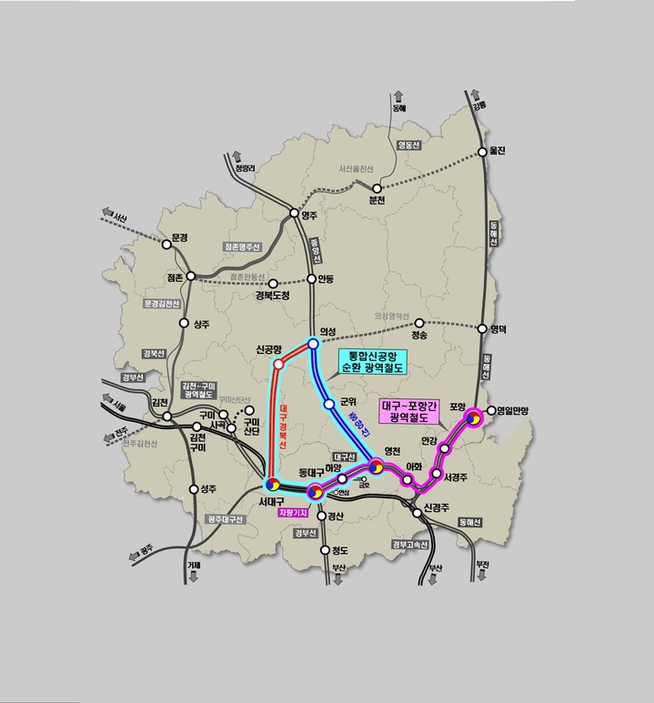 [안동=뉴시스] 통합신공항 순환선 노선도. (그래픽=경북도 제공) 2022.01.24 *재판매 및 DB 금지