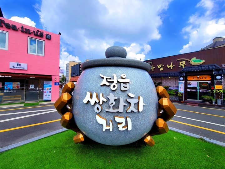 쌍화차의 원료 약용작물 '지황'의 주산지인 정읍이 농림축산식품부의 '2022년 농촌 융복합산업지구조성 공모'에 신규 지구로 선정돼 국비 15억원을 지원받게 됐다. 정읍 쌍화차 거리 초입의 조형물. *재판매 및 DB 금지