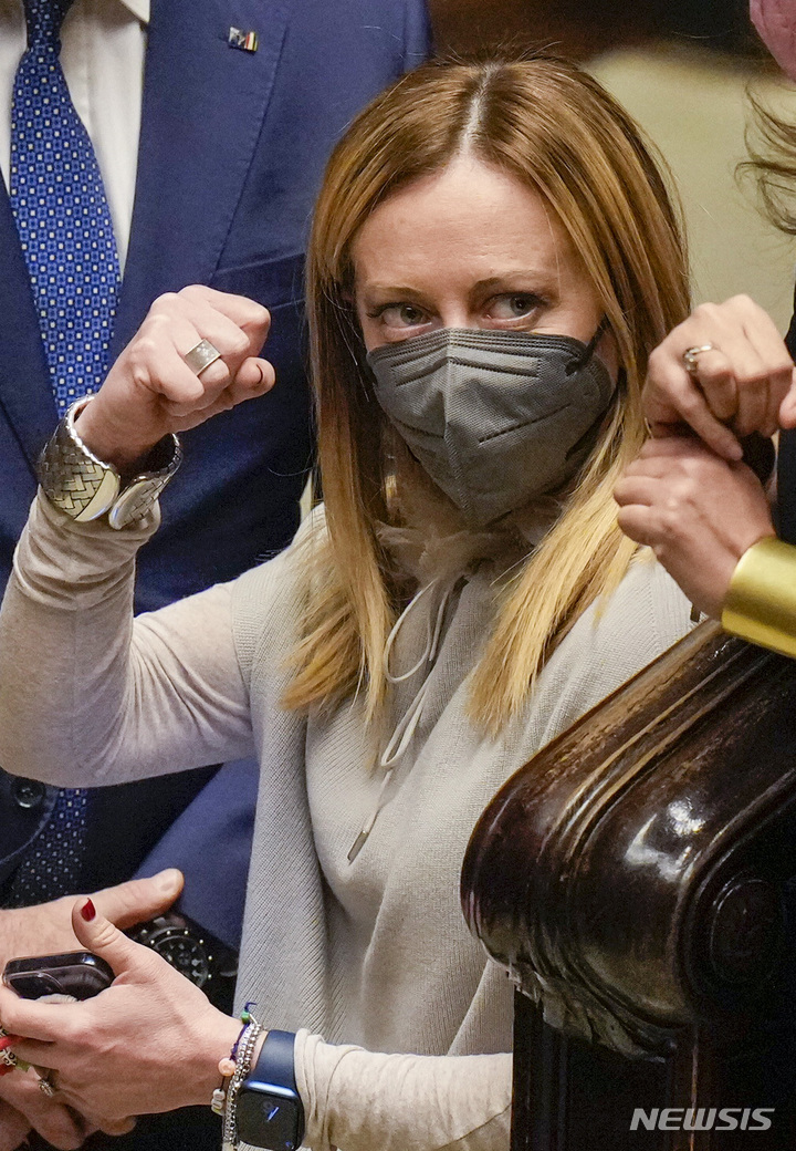 [로마=AP/뉴시스]이탈리아 극우 아이콘인 조르자 멜로니 이탈리아형제들(FI) 대표.