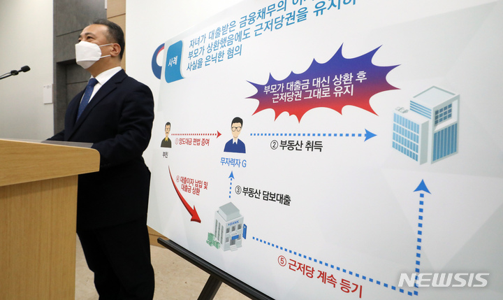 [세종=뉴시스] 강종민 기자 = 박재형 국세청 자산과세국장이 3일 오전 정부세종2청사에서 편법 증여 혐의자 227명에 대해 세무 조사에 착수했다고 밝히고 있다. 2022.02.03. ppkjm@newsis.com