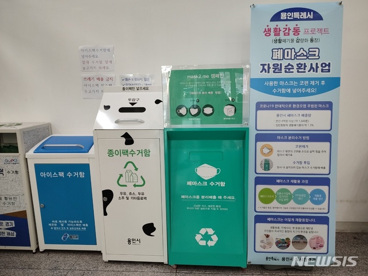버려지는 폐마스크 재활용 시범사업을 벌이는 용인시.