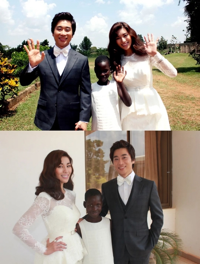 김정화·유은성 부부와 아그네스(가운데)