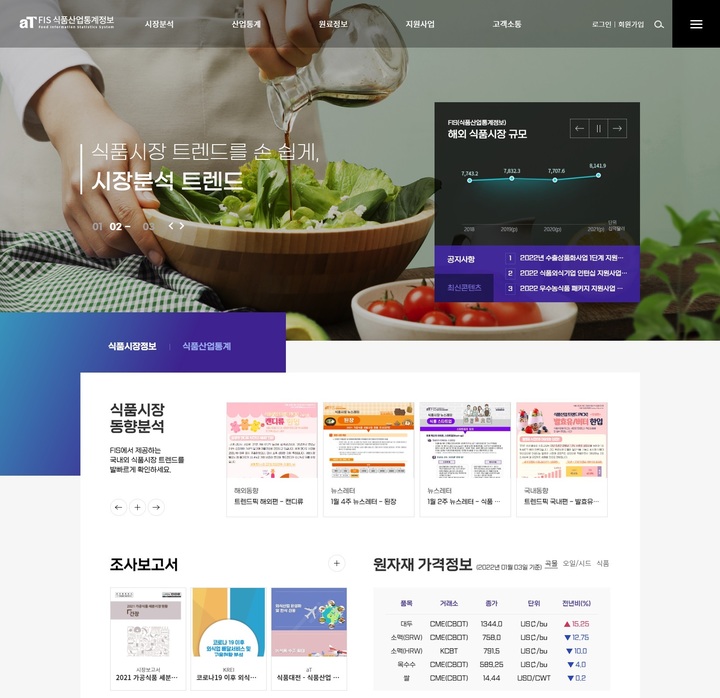 [세종=뉴시스]  식품산업통계정보시스템 메인화면. *재판매 및 DB 금지
