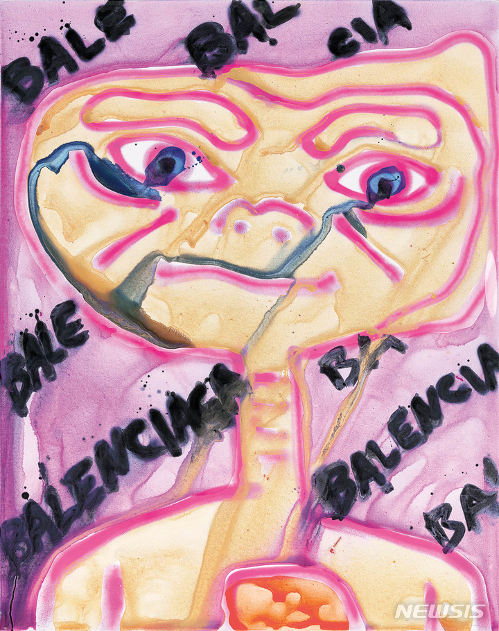 [서울=뉴시스]캐서린 번하드, ET and Balenciaga, acrylic and spray paint on canvas, 152.4×121.9cm, 2019. 추정가 1억2000만 원~2억 원. 