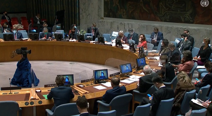 [워싱턴=뉴시스]17일(현지시간) 우크라이나 위기 상황과 관련해 열린 유엔 안전보장이사회 모습. (사진=유엔TV 캡처) 2022.02.17. *재판매 및 DB 금지
