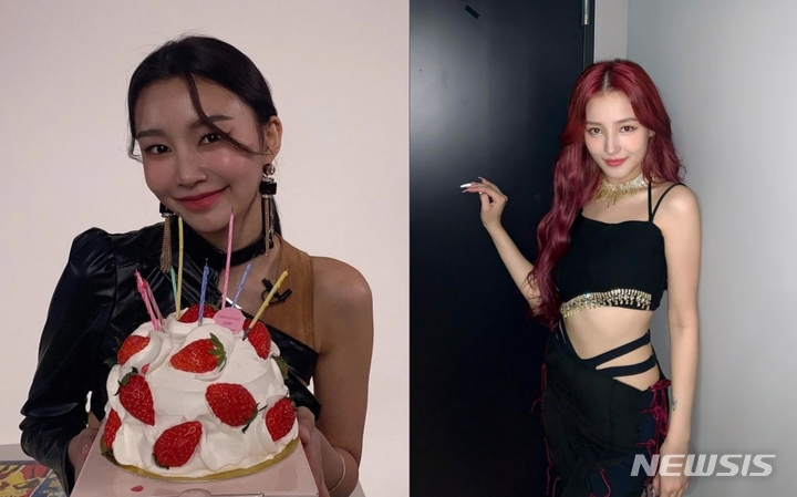 [서울=뉴시스] 모모랜드 혜빈(왼쪽), 낸시. 2022.02.20. (사진= 혜빈, 낸시 인스타그램 캡쳐) photo@newsis.com*재판매 및 DB 금지