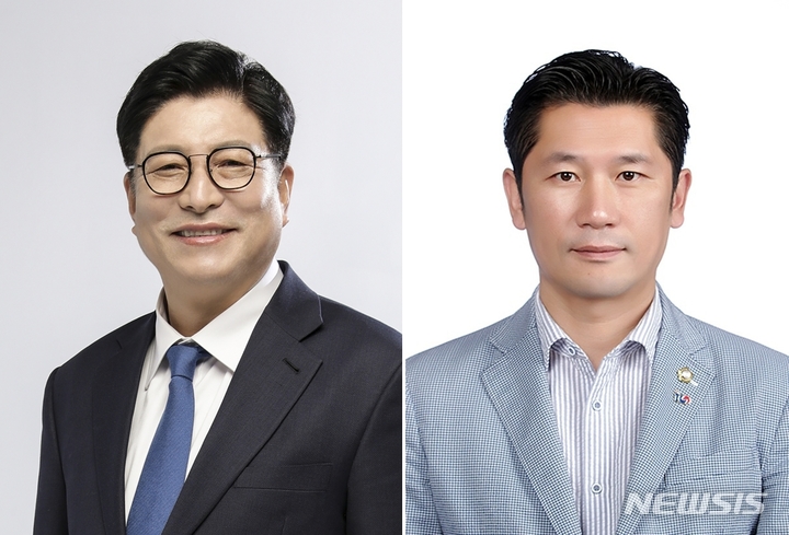 [인천=뉴시스] 김동영 기자 = 진보 후보 도성훈 인천시교육감· 중도 후보 서정호 인천시의원. (왼쪽부터)