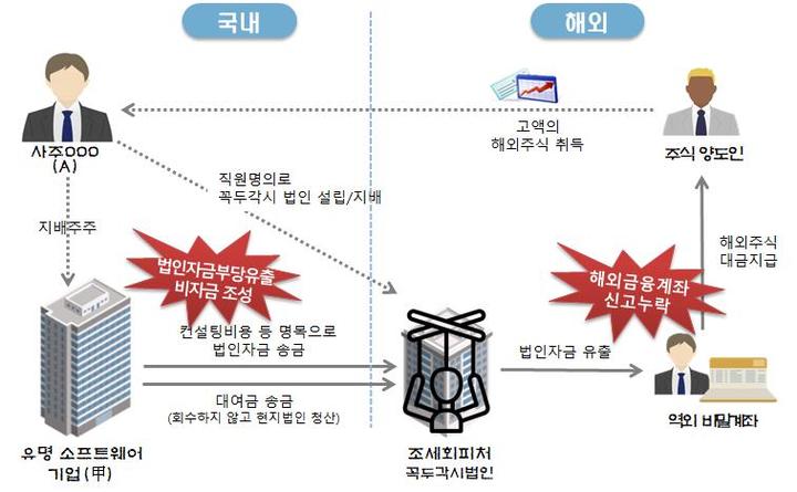[세종=뉴시스] 꼭두각시 현지법인 세워 해외비자금 조성 후 해외주식 취득 사례. (자료=국세청 제공) *재판매 및 DB 금지
