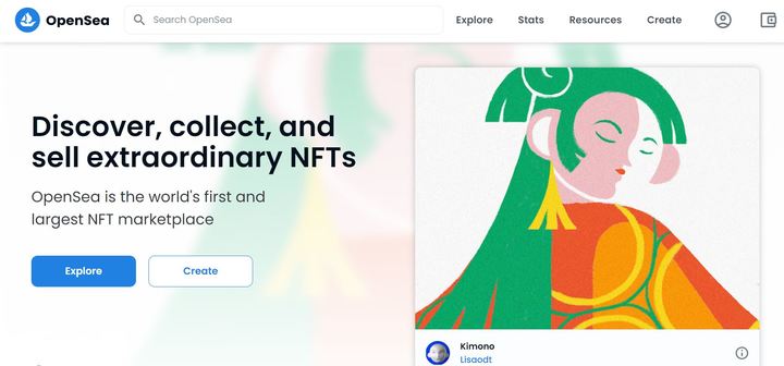 NFT 거래소 오픈씨.(사진=홈페이지 갈무리) *재판매 및 DB 금지