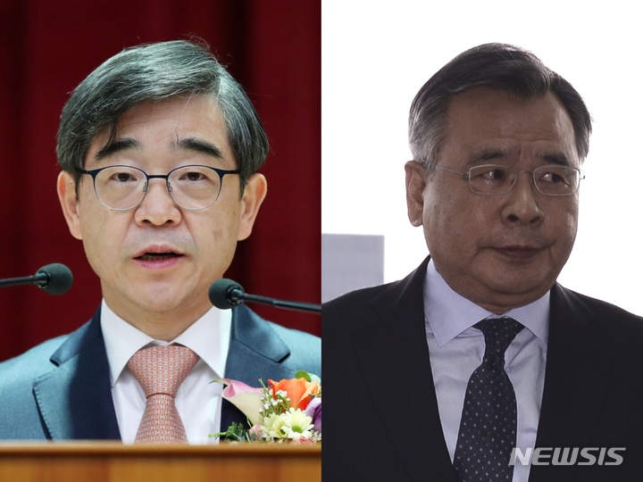 [서울=뉴시스] 권순일(왼쪽) 전 대법관과 박영수 전 특별검사 (사진=뉴시스DB) 2022.02.22. photo@newsis.com