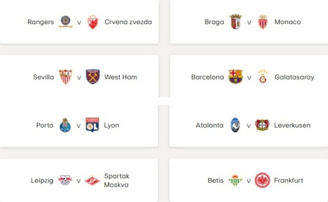 2021~22 UEFA 유로파리;그 16강 대진 추첨 결과. (출처=UEFA 공식 홈페이지) 2022.02.25. *재판매 및 DB 금지