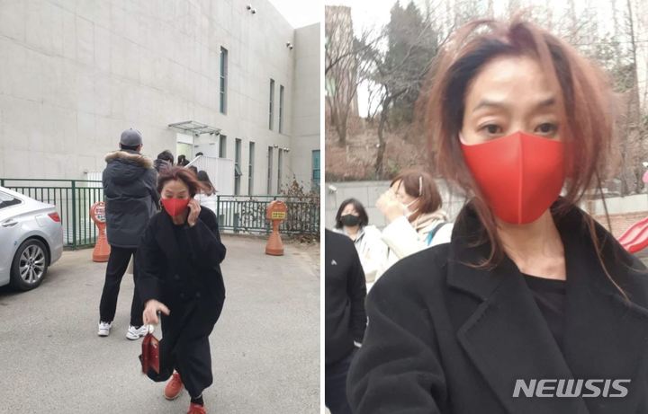 [서울=뉴시스] 배우 김부선씨가 4일 사전투표를 마친 뒤 사진을 찍어 자신의 페이스북에 올렸다. <김부선씨 페이스북 캡처> 2022.03.04. photo@newsis.com