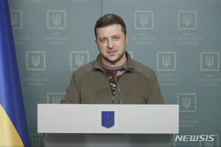 [키이우=AP/뉴시스] 볼로디미르 젤렌스키 우크라이나 대통령. 2022.03.07.