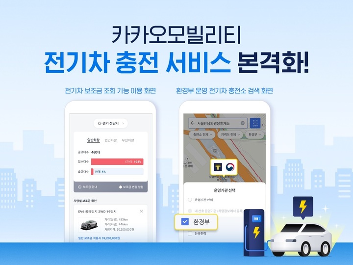 카카오모빌리티, 전기차 충전서비스에 환경부 기기 연동