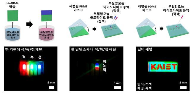 [대전=뉴시스] 올인원 공정을 이용한 패터닝 공정 모식도와 패턴된 전계 발광 다이오드 이미지. *재판매 및 DB 금지