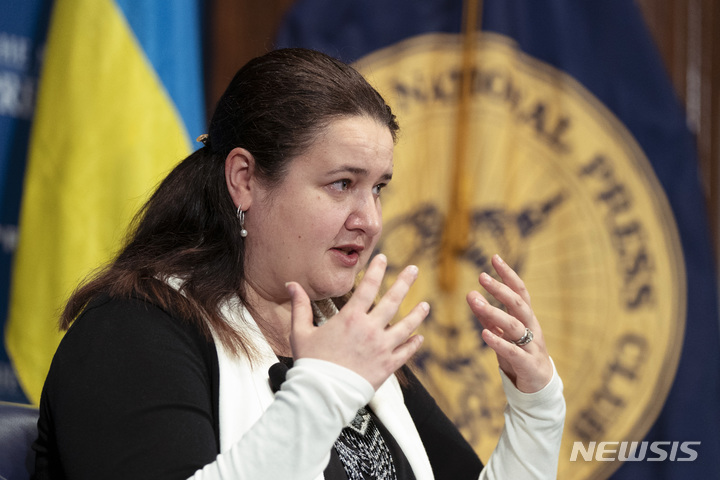 [워싱턴=AP/뉴시스] 옥사나 마르카로바 주(駐)미국 우크라이나대사. 2022.10.17.