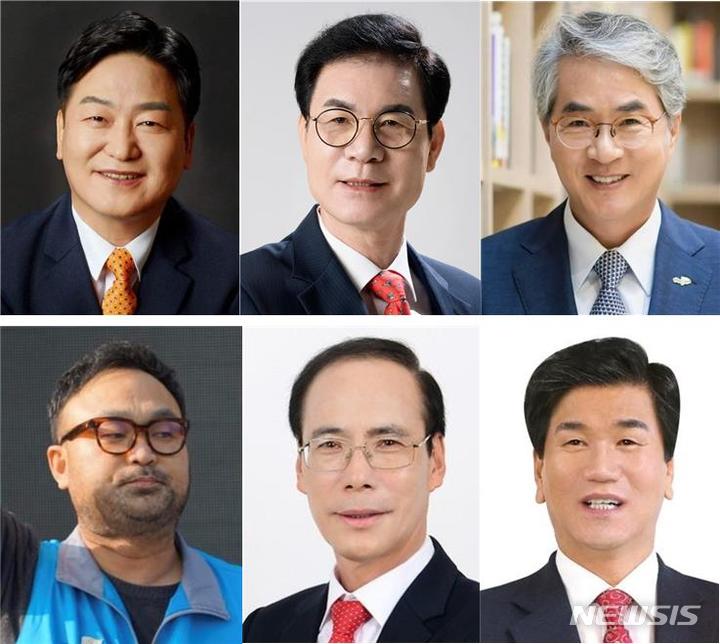 [창원=뉴시스] 홍정명 기자= 오는 6월 1일 실시되는 경상남도교육감선거 출마 예상자들(성명 가나다 순). 왼쪽 위부터 김명용 창원대 법학과 교수, 김상권 전 경남도교육청 교육국장, 박종훈 현 교육감. 왼쪽 아래부터 진영민 경남도교육청공무원노조 위원장, 최해범 전 창원대 총장, 허기도 전 경남도의회 의장.(사진=뉴시스DB) 2022.03.18. photo@newsis.com