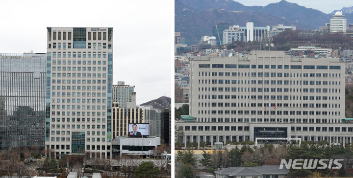 [서울=뉴시스] 고승민 기자 = 윤석열 대통령 당선인이 17일 청와대 이전 후보지를 외교부 청사와 국방부 청사 두 군데로 압축했다. 사진은 이튿날인 18일 외교부와 국방부 모습. 이에 따라 해당 분과 인수위원들은 이날 오후 각각 현장을 방문해 점검에 나선다. 2022.03.18. kkssmm99@newsis.com