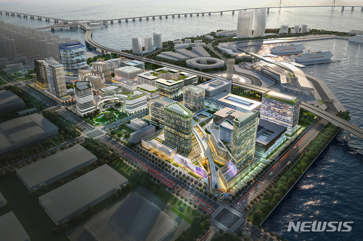 [서울=뉴시스] 인천남항 2단계 2종 항만배후단지 등 개발사업 조감도. (이미지=호반건설 제공)