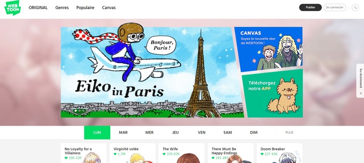 네이버웹툰의 프랑스어 서비스. (사진=네이버웹툰 홈페이지 캡처) *재판매 및 DB 금지