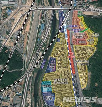 도시개발사업 환지예정지로 지정된 석수역 주변.