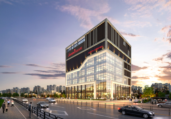 [포항=뉴시스] 강진구 기자 = 경북 포항 도심 양학동에 4개관 400석 규모의 롯데시네마 영화관이 들어선다.사진은 영화관이 입주하는 세븐스퀘어 조감도.(사진=(주)도무스 제공) 2022.03.24.photo@newsis.com *재판매 및 DB 금지