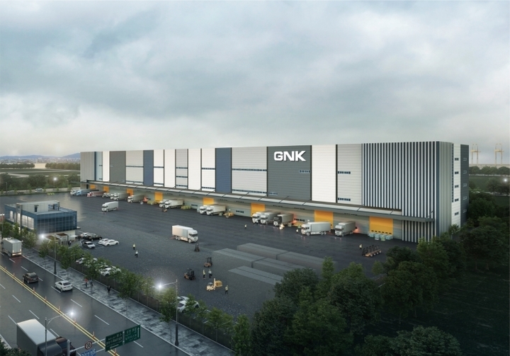 [인천=뉴시스] 김동영 기자 = 인천 신항 배후단지 복합물류클러스터 1-1단계 1구역에 입주한 ㈜지앤케이로지스틱스 물류센터 조감도. (사진=인천항만공사 제공) *재판매 및 DB 금지