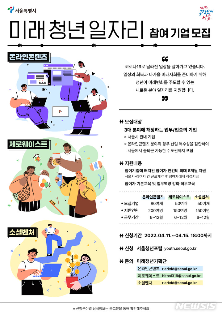 [서울=뉴시스]서울시가 신성장 산업에 특화된 '미래청년일자리'를 통해 청년구직자 500명을 기업에 매칭한다고 30일 밝혔다. (사진=서울시 제공). 2022.03.30. photo@newsis.com