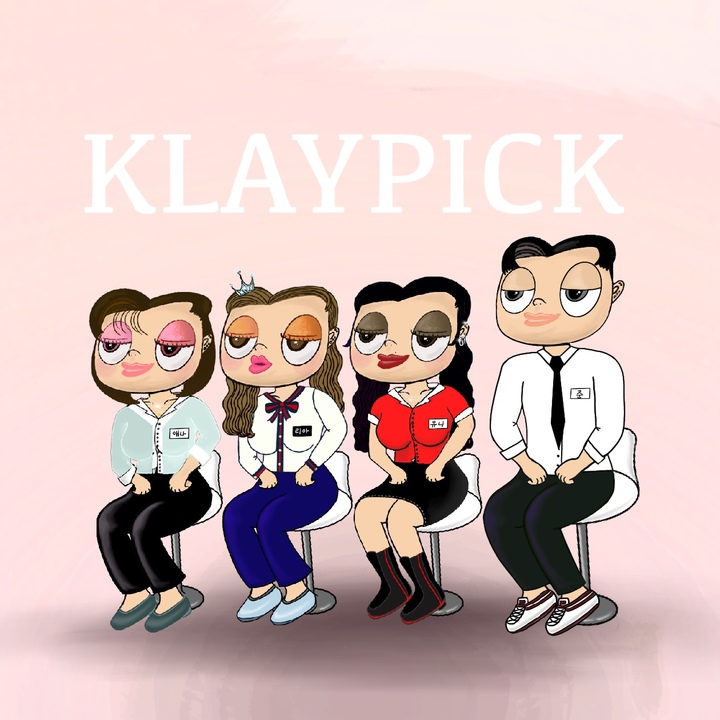 클레이픽(KlayPick)의 NFT 프로젝트 '순이' 느낌으로 표현한 팀원의 모습들. 왼쪽부터 마케팅 디렉터 애나, 총괄 디렉터이자 대표(CEO)인 리아, 아트 디렉터 유니, 재무 디렉터 및 커뮤니티 매니저인 준. 클레이픽은 네 명의 청년들이 모여 만든 메타버스 스타트업 기업이다. 이들은 이름 대신 닉네임을 사용하고 있다. *재판매 및 DB 금지