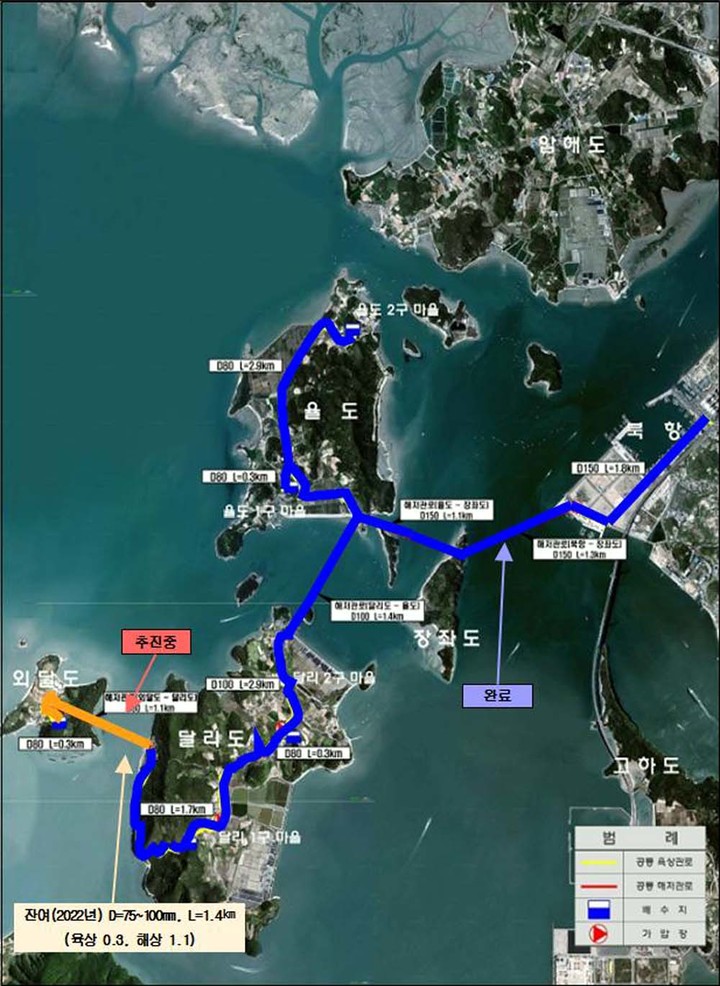 [목포=뉴시스] 해저관로 위치도. *재판매 및 DB 금지
