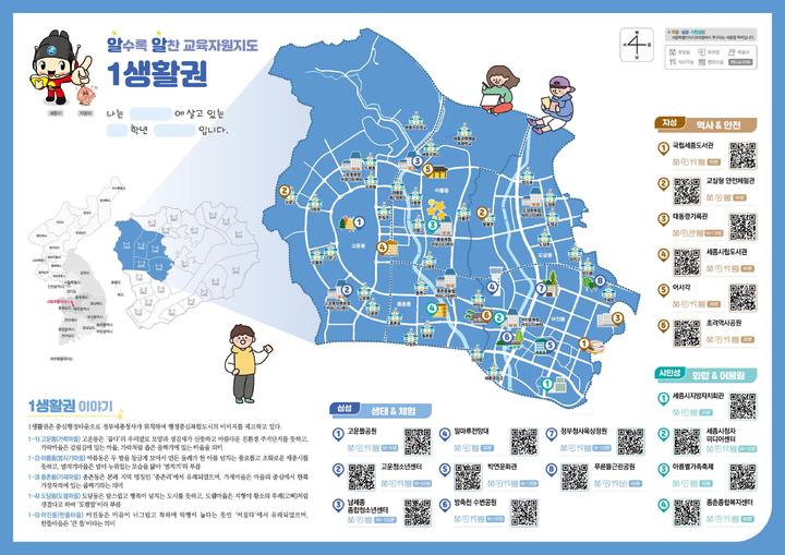 세종시&nbsp; 1~6 생활권 교육자원지도 일부 *재판매 및 DB 금지