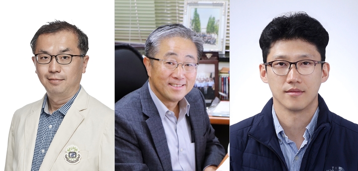 [수원=뉴시스] 성빈센트병원 김용균 교수(사진 왼쪽부터), 포항공대 조동우 교수, 광주과학기술원 박지환 교수. 2022.04.11. (사진=성빈센트병원 제공) *재판매 및 DB 금지
