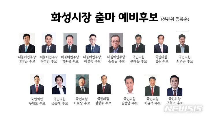 [화성=뉴시스] 화성시장 출마 예비후보 명단