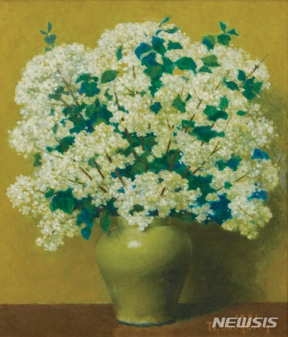 [서울=뉴시스]1억9000만 원에 낙찰된 도상봉 '라일락'(1971) 사진=케이옥션 제공