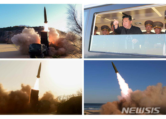 [서울=뉴시스] 지난 17일 북한 조선노동당 기관지 노동신문은 김정은 당 총비서 겸 국무위원장이 신형전술유도무기 시험 발사를 참관했다고 보도했다. (사진=노동신문 홈페이지 갈무리) 2022.04.17