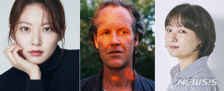 [전주=뉴시스]윤난슬 기자 = 왼쪽부터 공승연 배우, 벤 러셀 감독, 정가영 감독.(사진=전주국제영화제 조직위 제공)