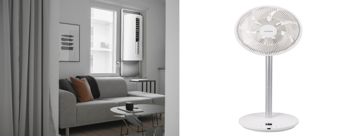 사진 왼쪽 부터 인스퓨어 프리미엄 더블인버터 창문형 에어컨, 2022년형 인스퓨어 에어 서큘레이터. *재판매 및 DB 금지