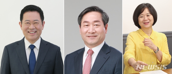 [인천=뉴시스] 김동영 기자 = (왼쪽부터)더불어민주당 박남춘 인천시장, 국민의힘 유정복 전 인천시장, 정의당 이정미 전 대표. (사진=뉴시스DB)