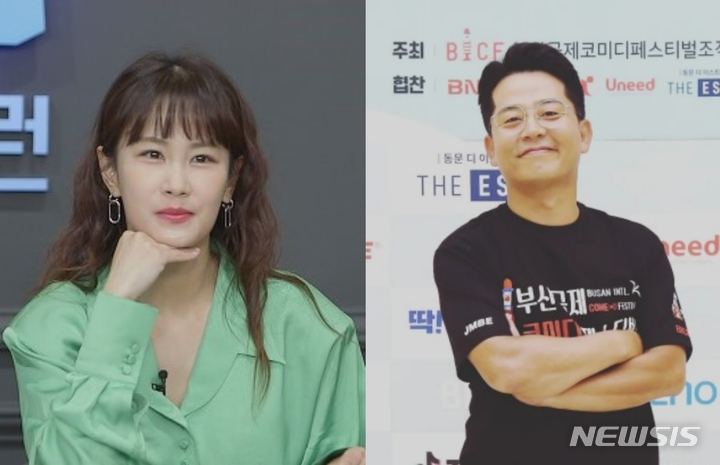 [서울=뉴시스] 왼쪽 김지민, 김준호. 2022.04.24. (사진 = SBS플러스 '오픈런' 제공, 김준호 인스타그램 캡쳐) photo@newsis.com*재판매 및 DB 금지