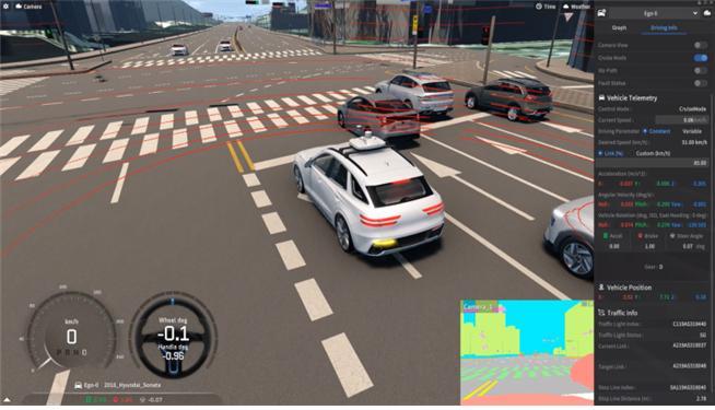 [서울=뉴시스] 서울시는 국토부와 함께 추진 중인 자율차 시범운행지구 구축 사업의 일환으로 '상암 자율차 시범운행지구 가상현실세계'를 생생하게 구현한다고 27일 밝혔다. (사진=서울시 제공) 2022.04.27. photo@newsis.com *재판매 및 DB 금지